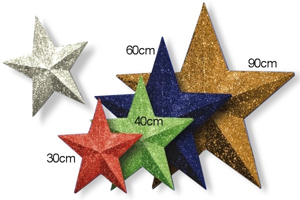 Set mit 5 Stck XL Glitter-Sternen