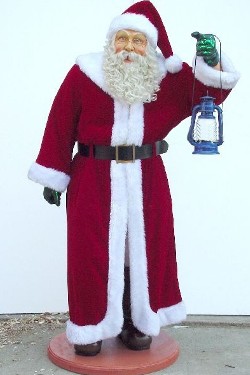 Weihnachtsmann mit Laterne und Stoffmantel, Gre 190cm
