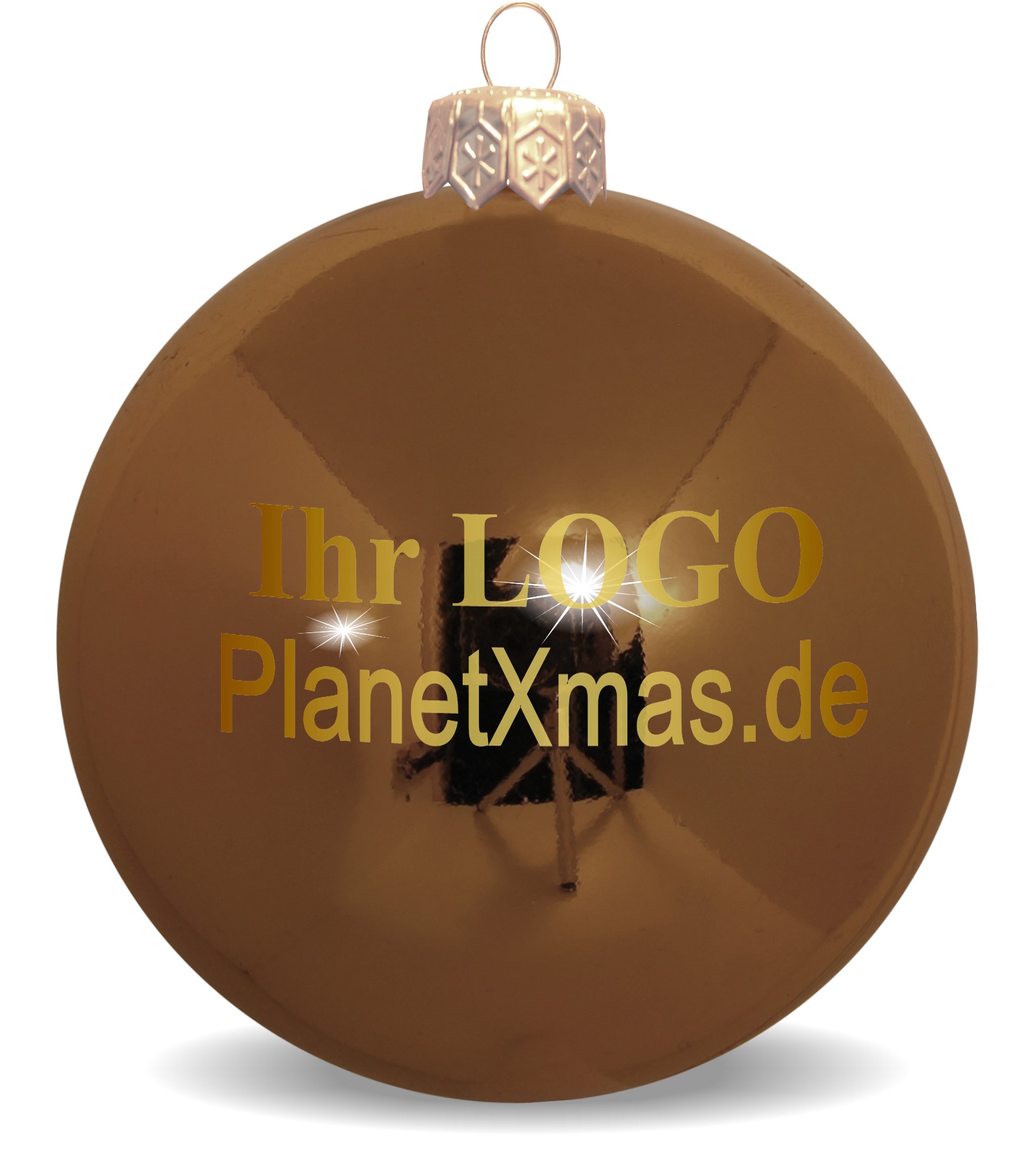 Weihnachtskugel mit Logo bronce glänzend