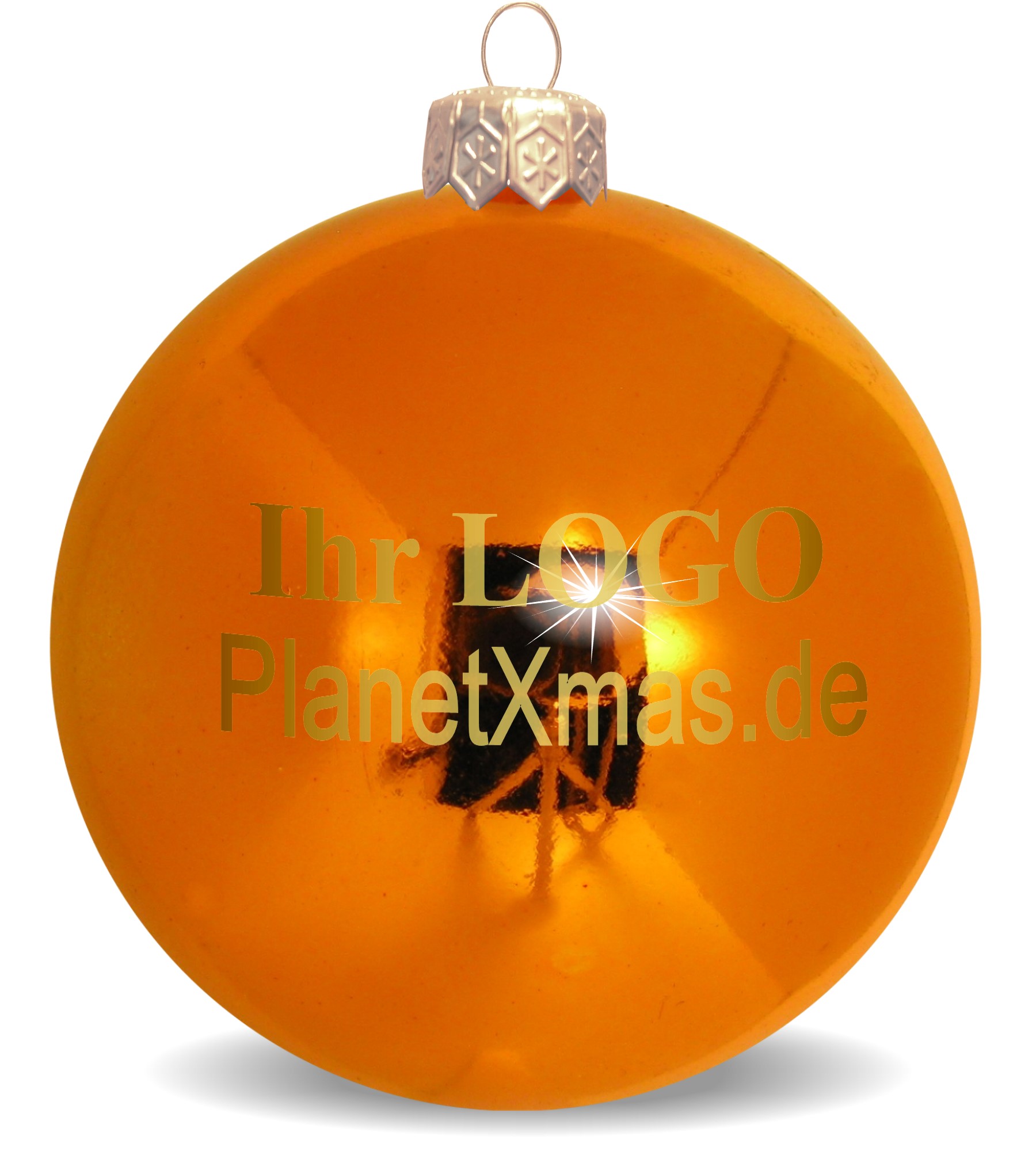 Weihnachtskugel Bedruckung orange glänzend