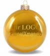 Weihnachtskugeln, BERNSTEIN GOLD opalin schimmernd, mit Logoaufdruck