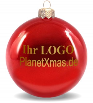 Weihnachtskugeln, ROT opalin schimmernd, mit Logoaufdruck
